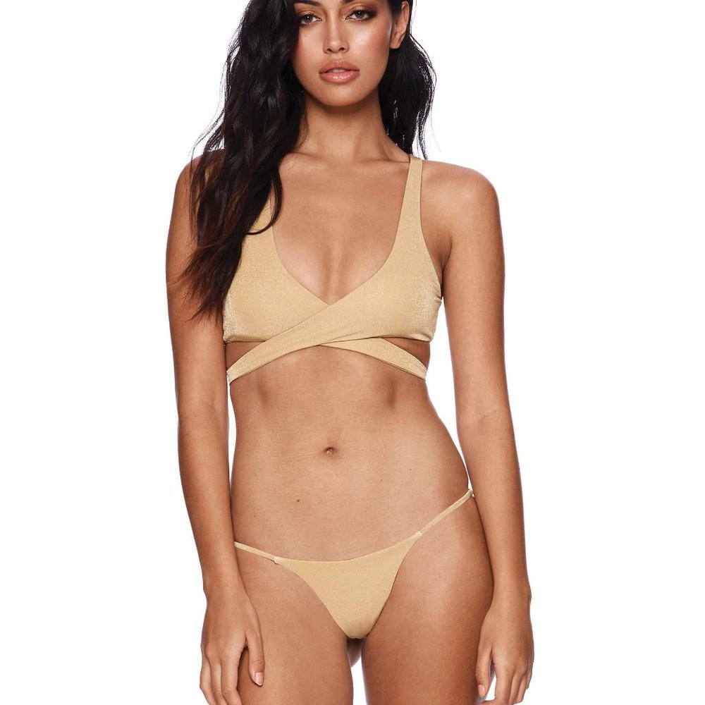 Beach Bunny Gold Wrap Bikini top